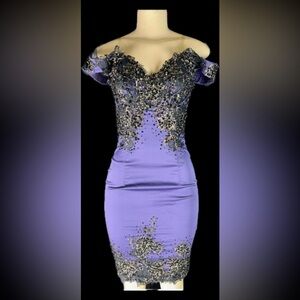 Mandalay Julian Joyce Dress Size 4 Purple Black Lace